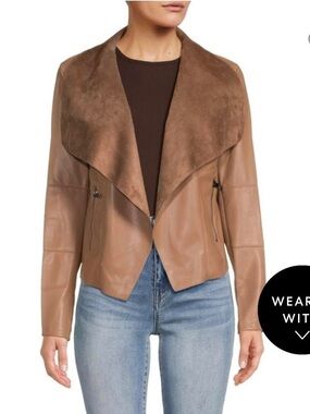 Bagatelle Women's Tan Drape Collar Lightweight Jacket